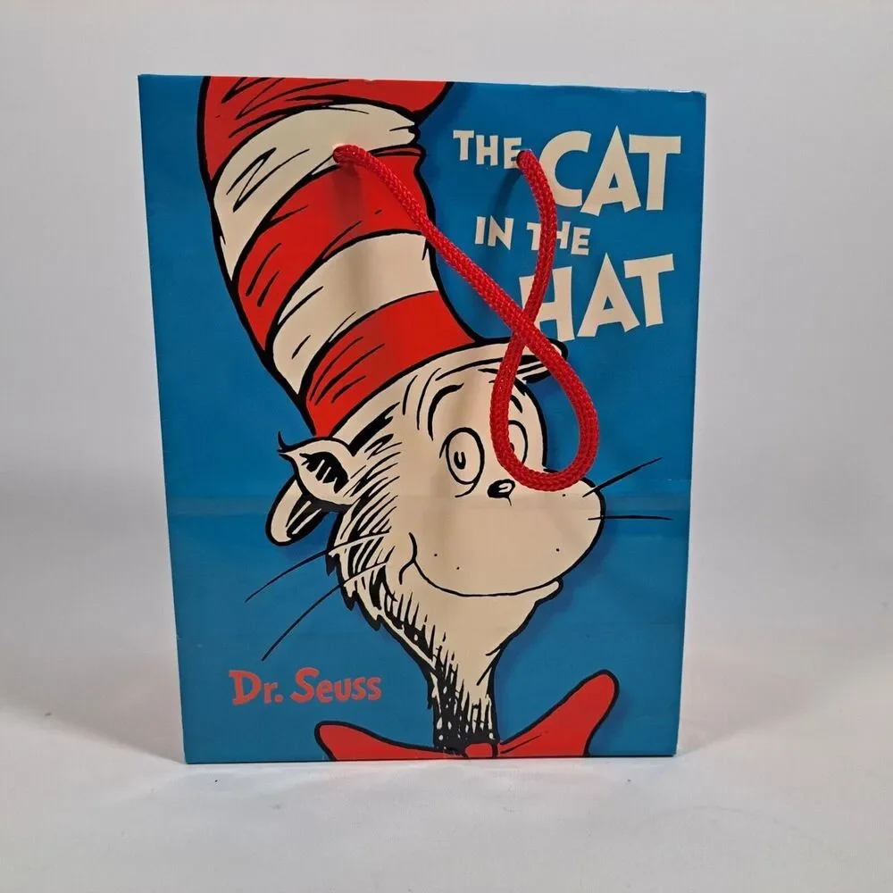 Cat in the Hat Gift Bag Small Hallmark Dr Seuss Blue White Red Colorful